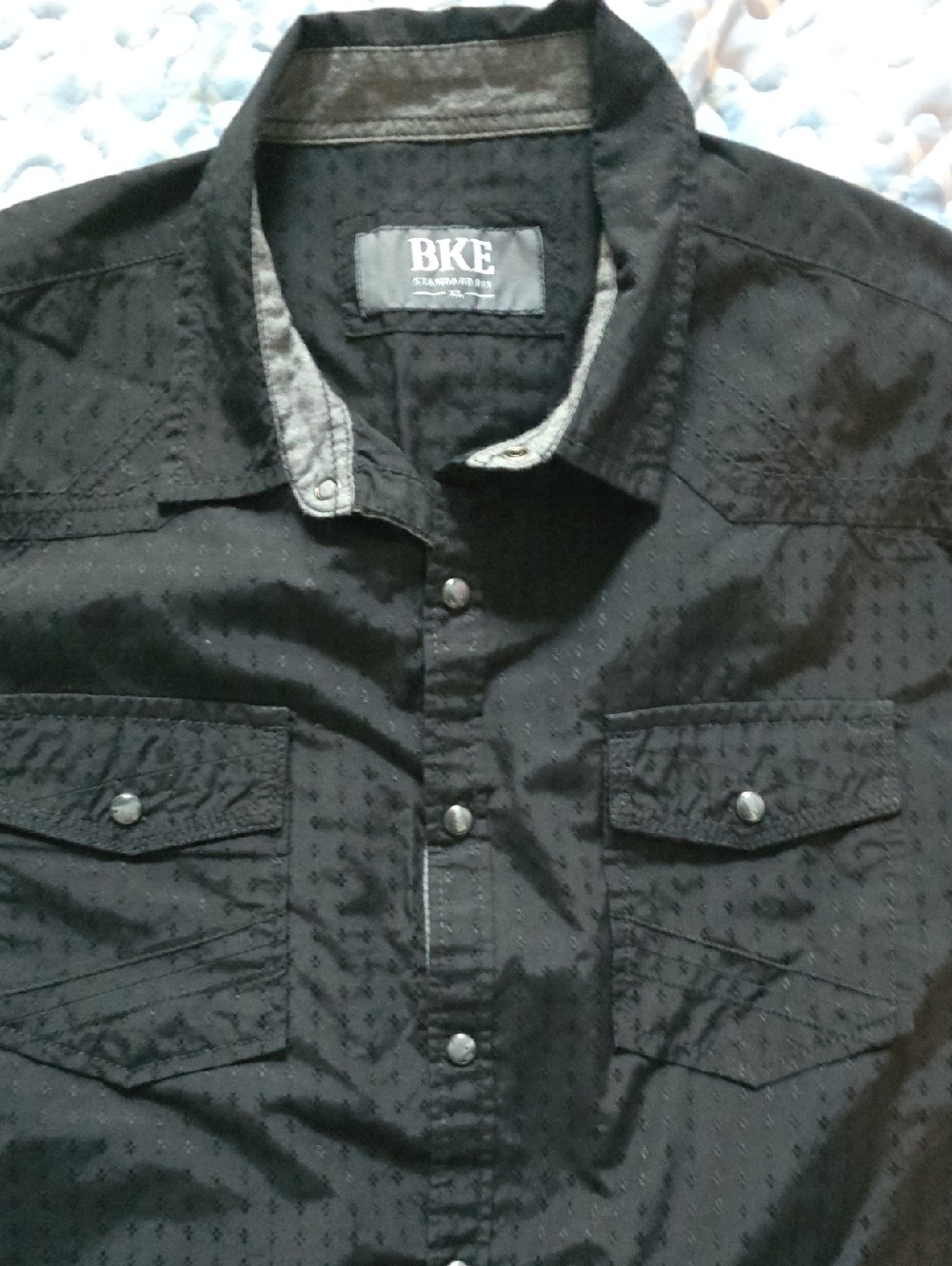 BKE Black Western Snap-Front Shirt with Contrast Trim